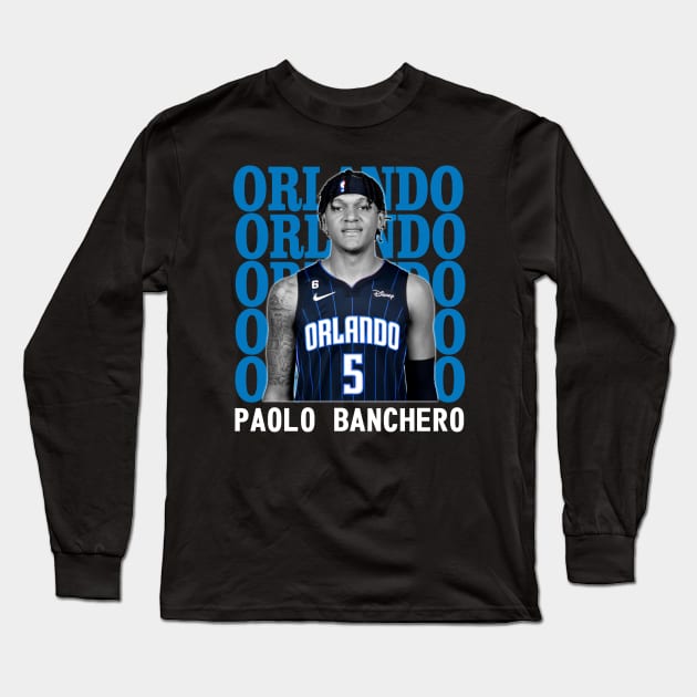 Orlando Magic Paolo Banchero 5 Long Sleeve T-Shirt by Thejockandnerd